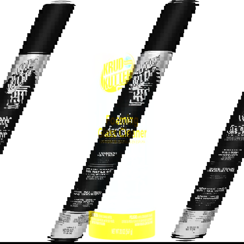 Krud Kutter Pro Glass Cleaner is a powerful foaming aerosol that effectively cleans a variety of glass surfaces with minimal dripping. Leaves a streak-free, spotless shine on glass, mirrors, windows, windshields and shower doors. Removes dirt, grime, smud